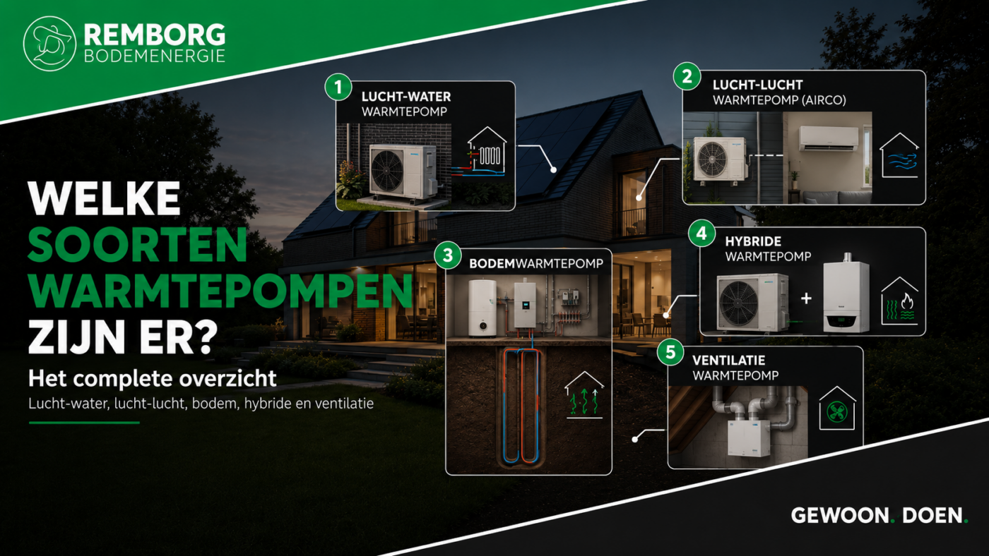 Verschillende soorten warmtepompen bij een huis